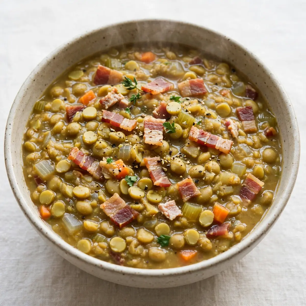 Budget Batch Cooking: Crockpot Split Pea Soup mit Turkey Bacon