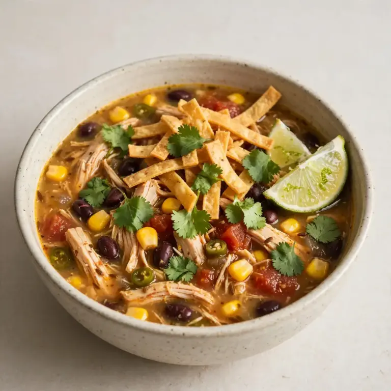 Budget-Wise Slow Cooker Chicken Tortilla Soup für Meal Prep