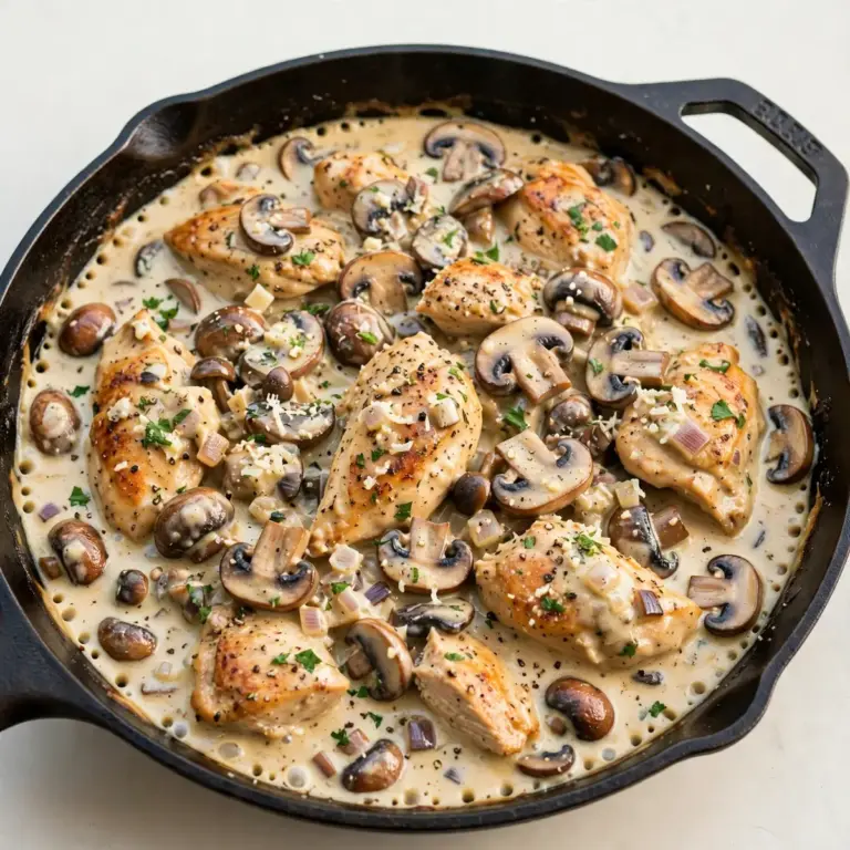 Cremiges Pilz-Hähnchen aus der Pfanne