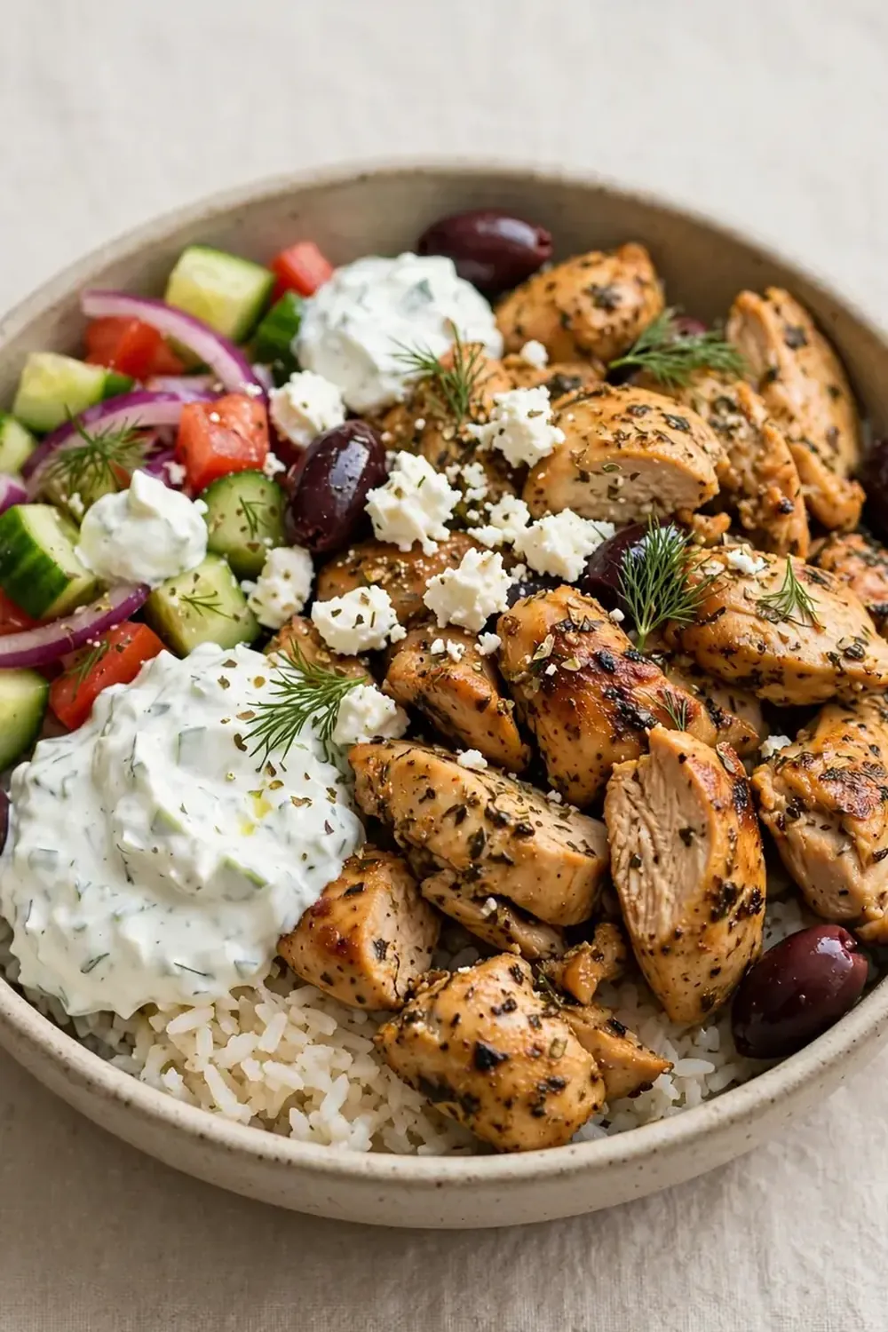 Crockpot Greek Chicken Souvlaki Bowls
