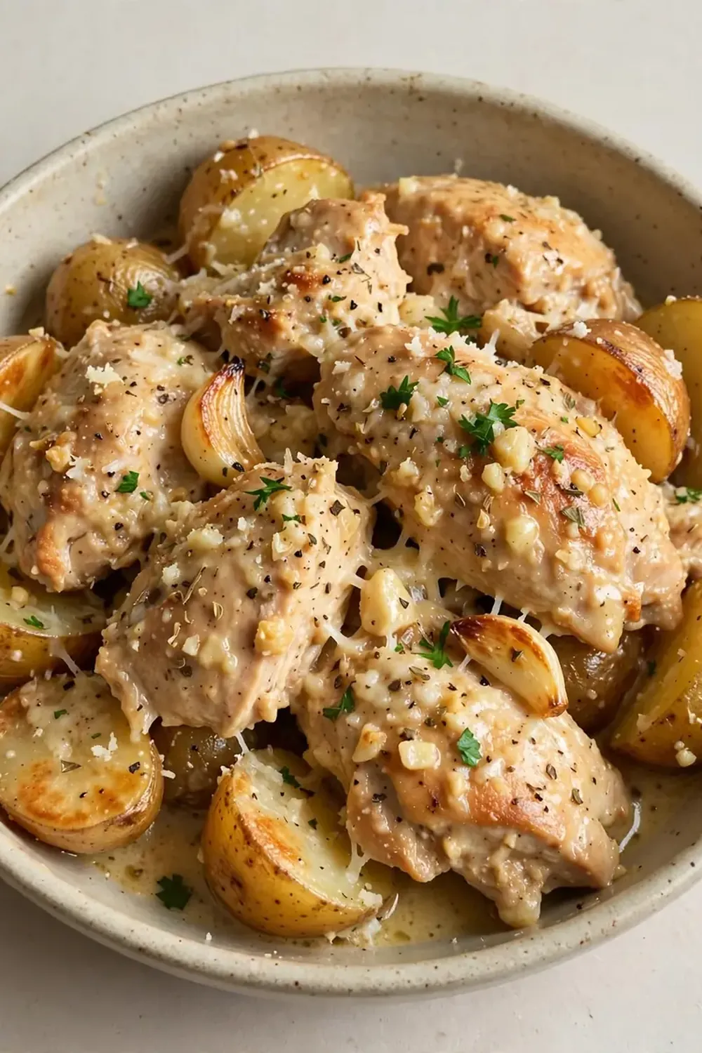 Crockpot Garlic Parmesan Chicken and Potatoes