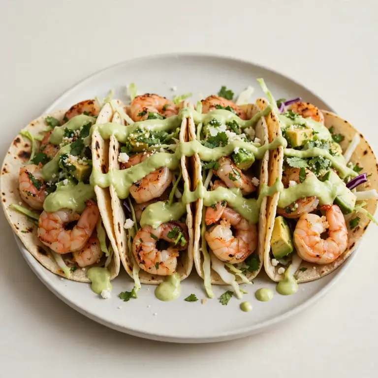 Garnelen-Tacos mit cremiger Avocado-Creme