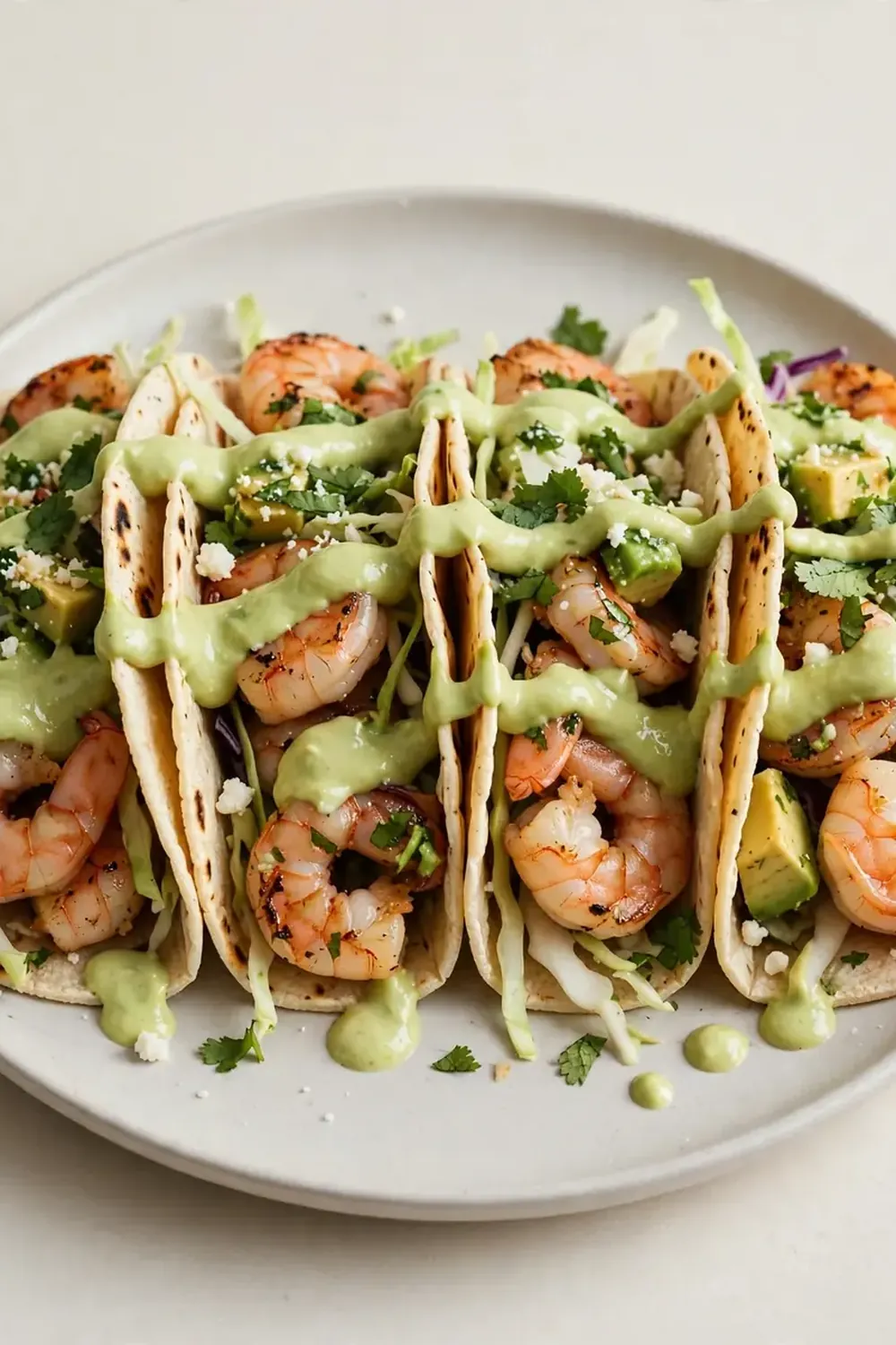 Shrimp Tacos with Avocado Cream