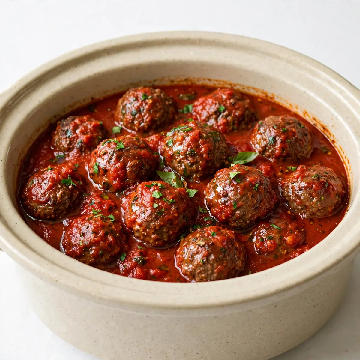 Günstige Slow Cooker Rinderfleischbällchen in Marinara zum Vorkochen