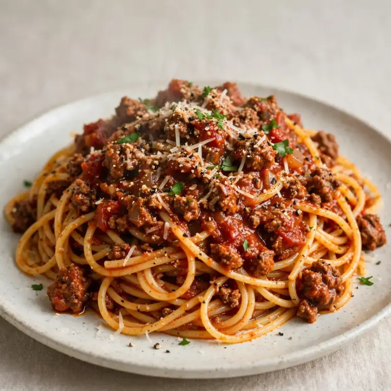 Klassische Spaghetti mit Hackfleischsauce