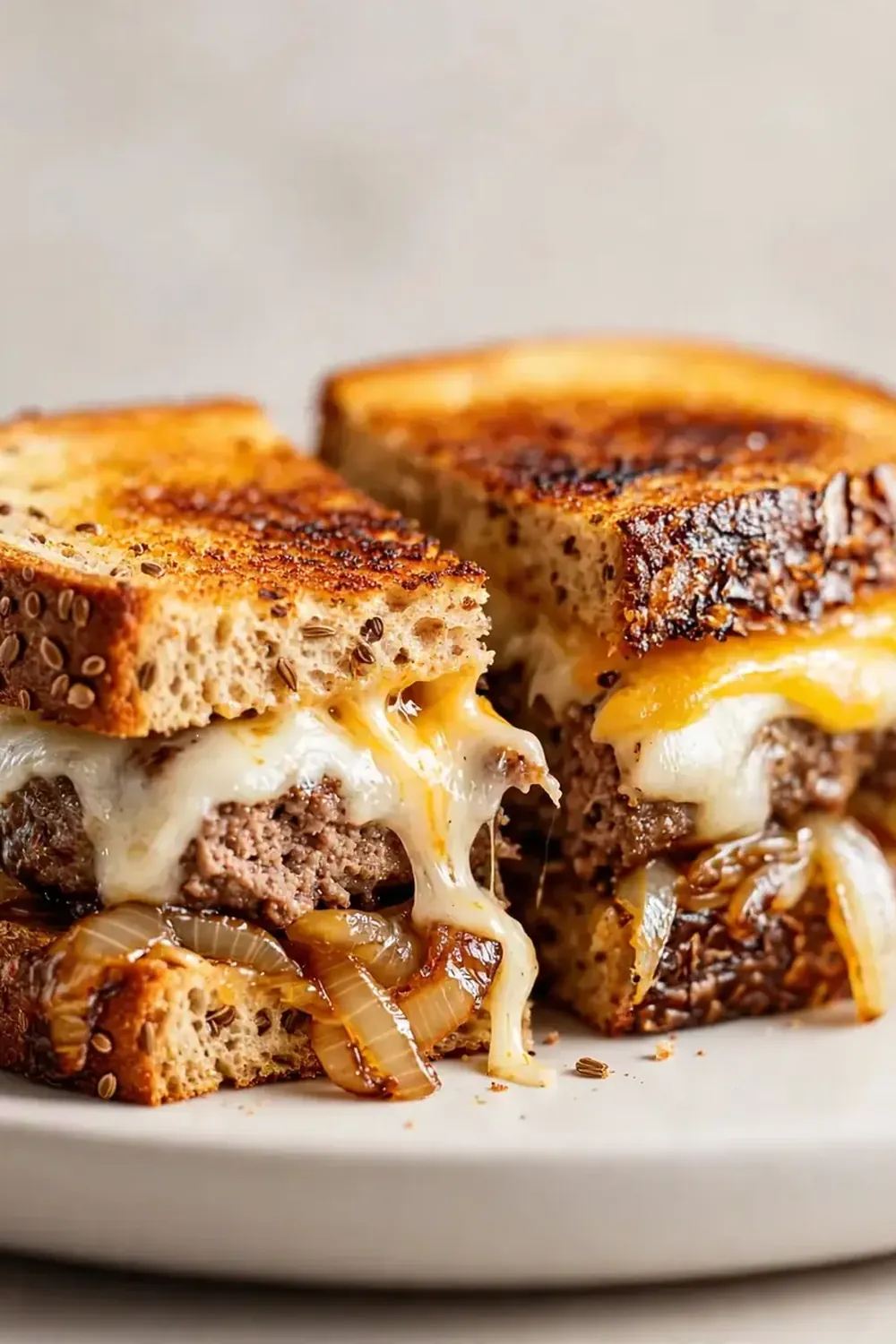Classic Patty Melt on Rye Bread