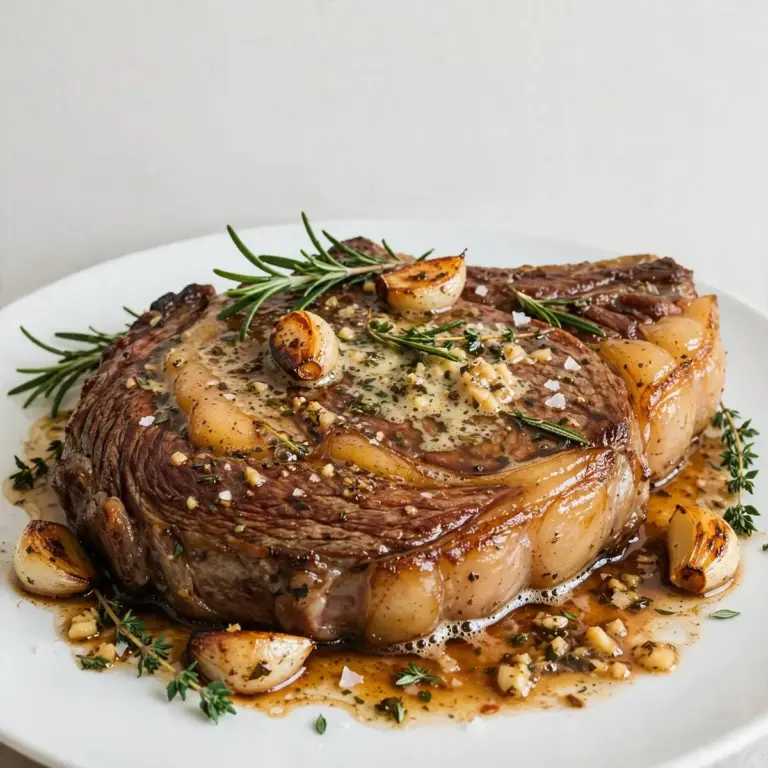 Knoblauchbutter-Ribeye-Steak vom Feinsten