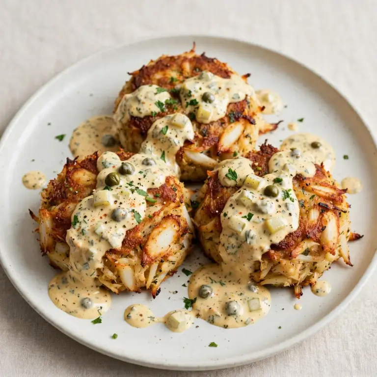 Krabbenkuchen mit Remouladensauce
