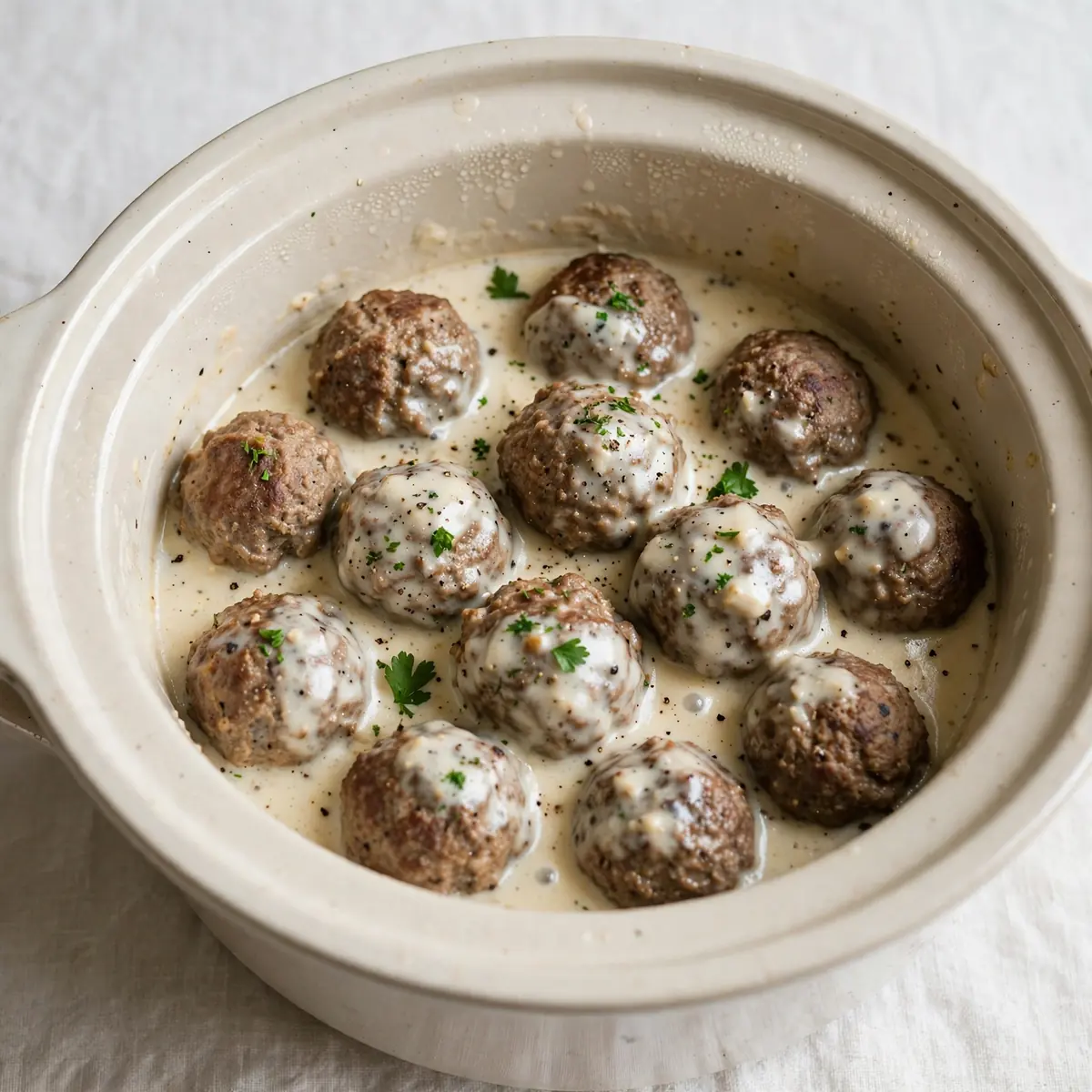 Langsam Gegarte Schwedische Hackbällchen in Sahnesoße – Budget Meal Prep