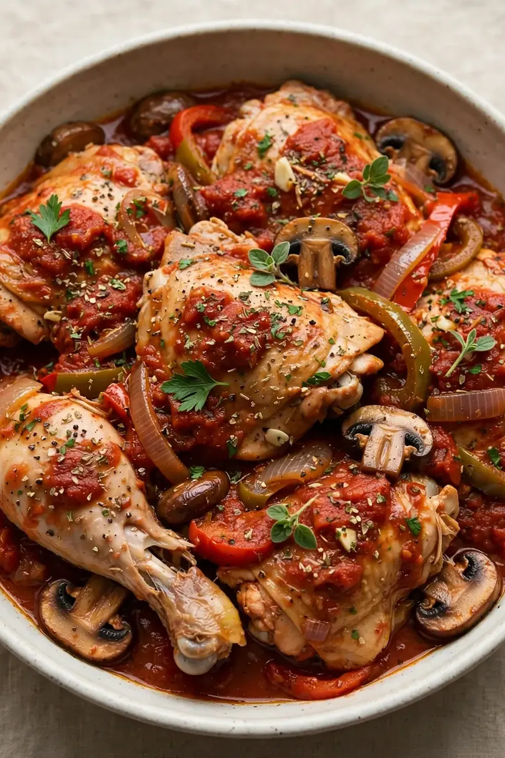 Slow Cooker Chicken Cacciatore (Wine-Free Tomato Base)