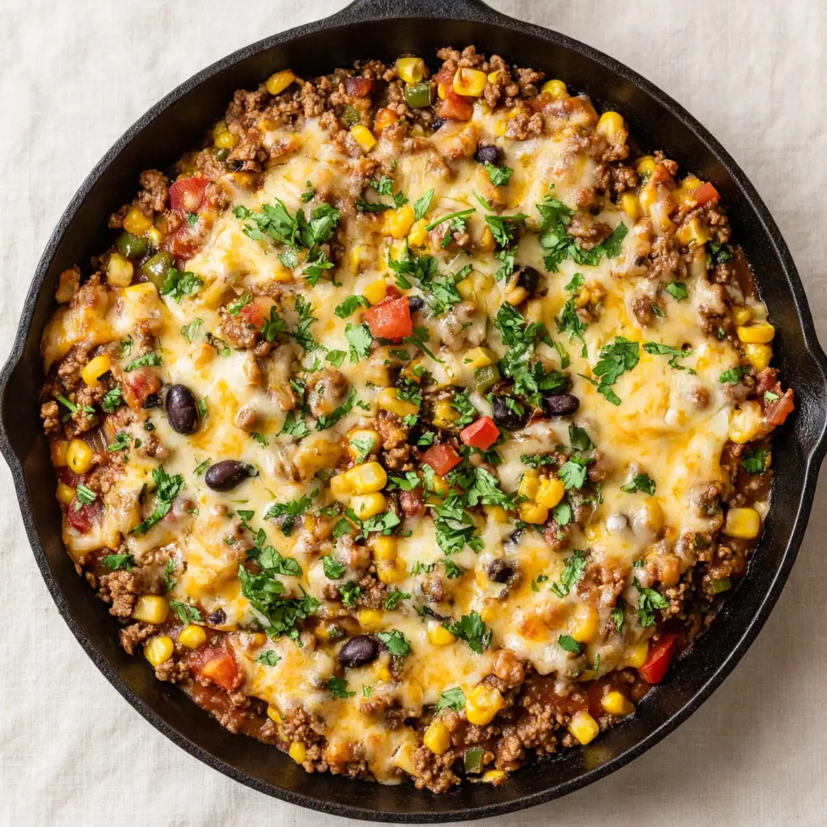 One-Pan Cheesy Beef Taco-Pfanne