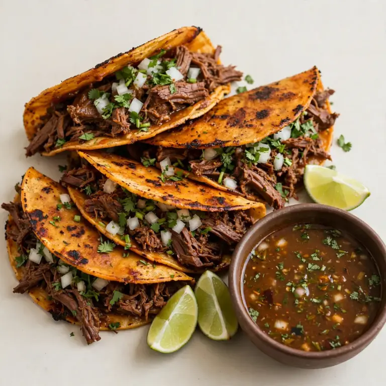 Rindfleisch-Birria-Tacos mit Consommé
