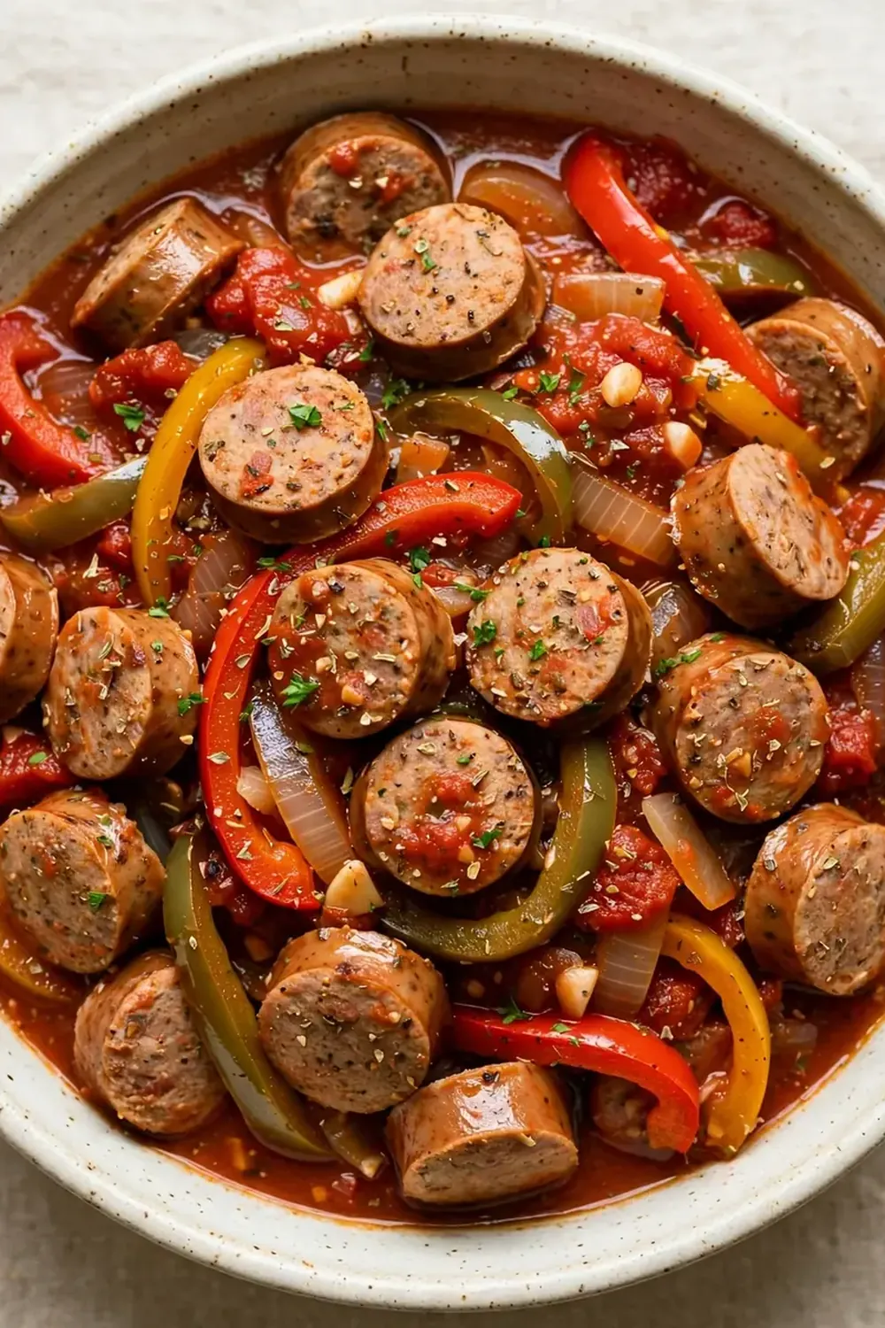 Dump-and-Go Slow Cooker Sausage and Peppers (Turkey Sausage)