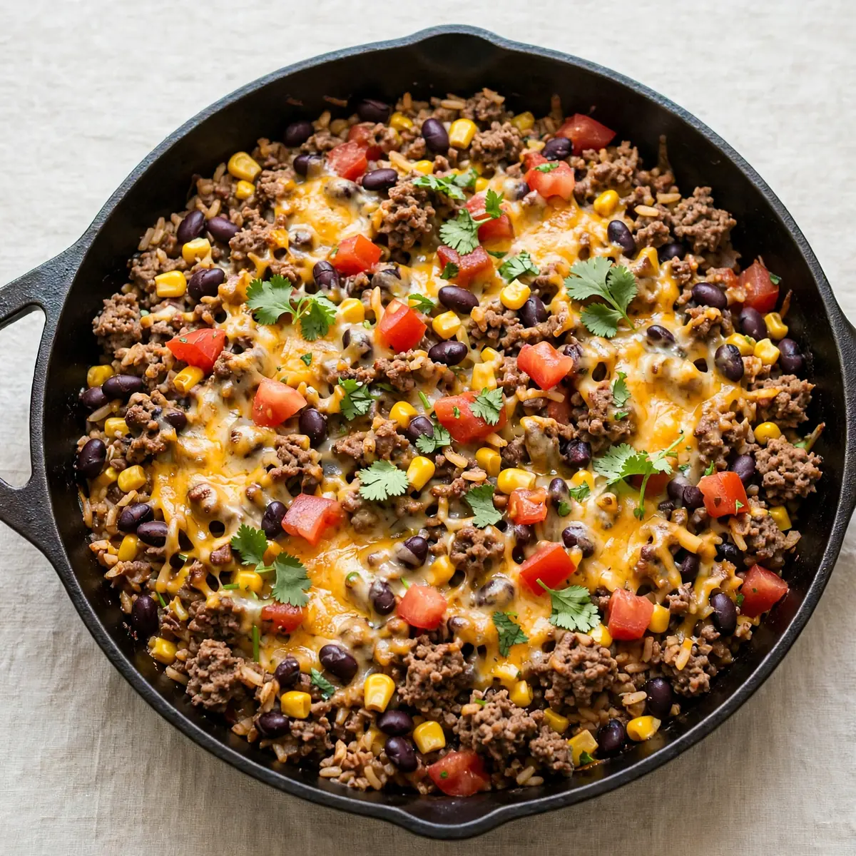 Tex-Mex Hackfleisch-Pfanne mit Reis