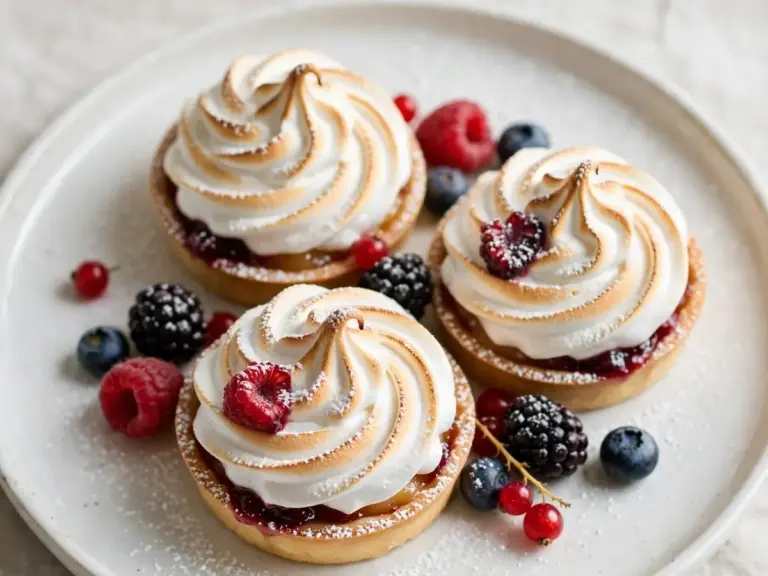 Baiser-Törtchen mit Waldbeeren