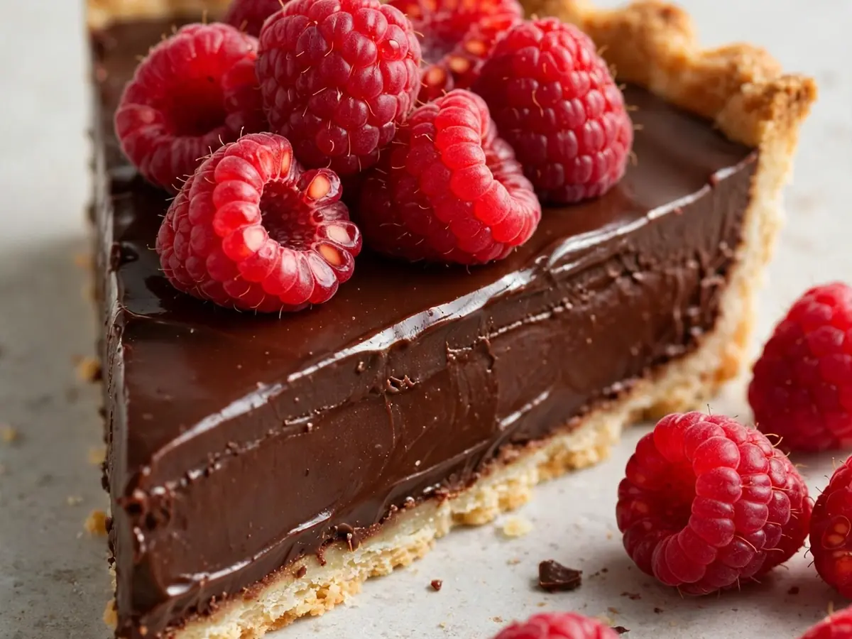 Schokoladen-Ganache-Tarte mit Himbeeren